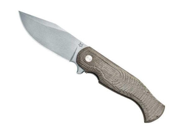 fox production fx.524g couteau lame 11,5 cm acier d2 finition stonewashed manche 13 cm vert