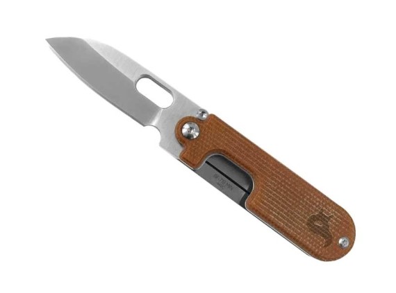 fox production bf.719min couteau lame 6 cm tout acier 440c satiné manche 7,5 cm naturel au recto