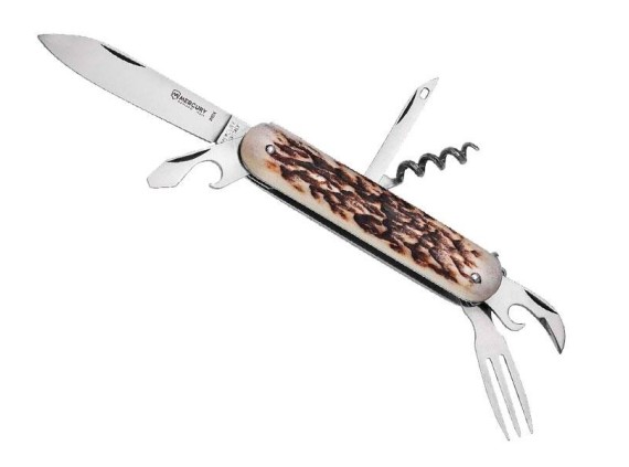 mercury my.913.6c couteau lame 8 cm acier inoxydable  manche 10 cm de cerf