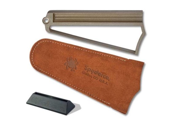 spyderco 308cbn pierre à aiguiser lame  cm acier carbone manche 0 cm gris