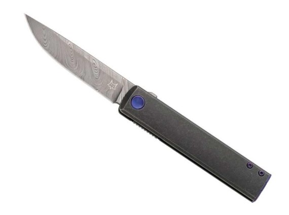 fox production fx.543dbl couteau lame 8,2 cm acier damas inox ds93x manche 10,5 cm violet oxydé