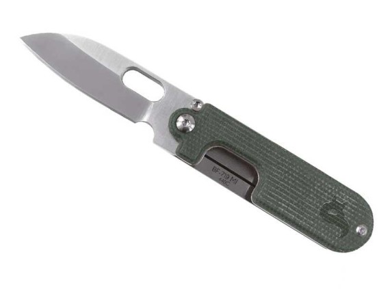 fox production bf.719mi couteau lame 6 cm tout acier 440c satiné manche 7,5 cm vert au recto