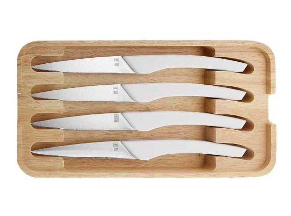 tb 60094 couteau acier inox mat manche 22,5 cm blanc