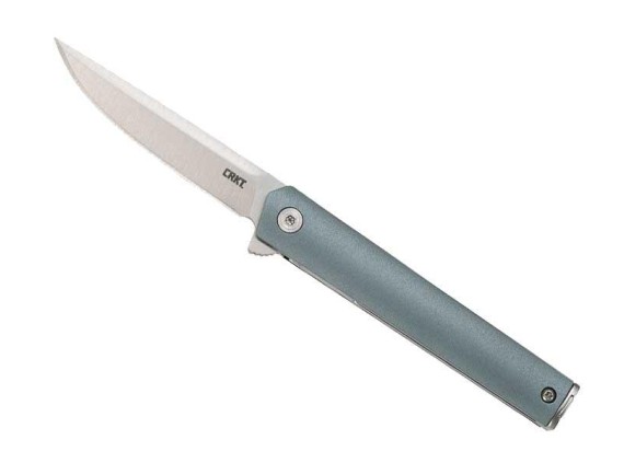 crkt 7095.cr couteau lame 7,5 cm acier 1,4116 satiné manche 9 cm gris/bleu