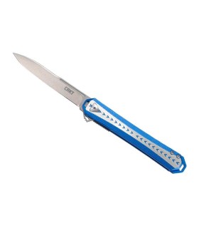 crkt 6710.cr couteau lame 10 cm acier 12c27 manche 11,5 cm gris/bleu