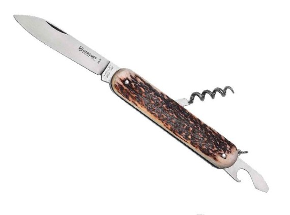 mercury my.913.3c couteau  acier inoxydable  manche 10 cm de cerf