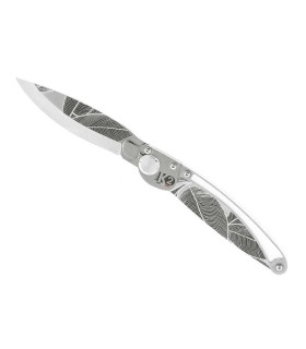 k2 k2.19m couteau lame 10 cm  acier Z40C13 microbillé  manche 11,5 cm décor tropical