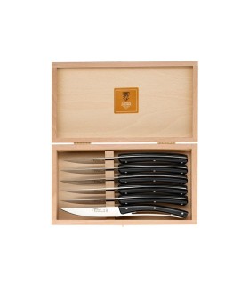 dozome 3251 coffret de table inox brillant manche 23 cm noir brillant