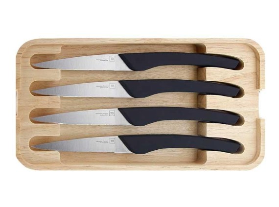 tb 60091 couteau acier inox mat manche 22,5 cm noir