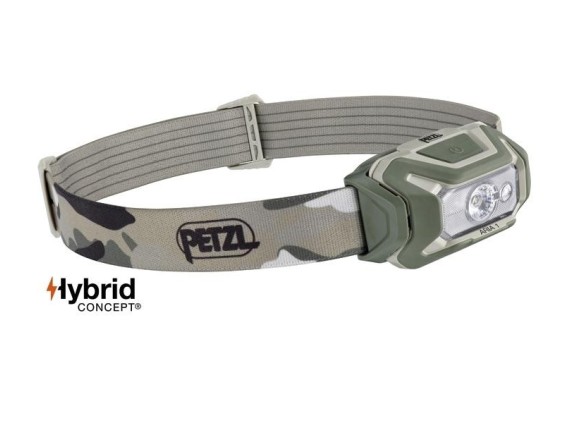 petzl e069ba01 Lampe frontale Aria 1 camoufl, chasse & pêche. Éclairage blanc/rouge/vert/bleu. Vision noct./discrétion. 350 lu.