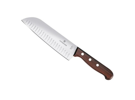 Victorinox 6.8520.17g Couteau Santoku, lame alvéolée 17 cm inox, manche érable modifié, en boîte cadeau.
