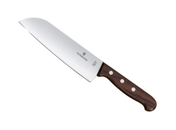 Victorinox 6.8500.17g Couteau Santoku, lame 17 cm inox, manche érable modifié. Présentation en boîte cadeau.