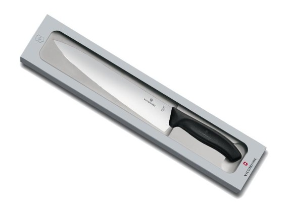 Victorinox 6.8003.25g Couteau découper, lame 25 cm inox, manche polypropylène noir, en boîte cadeau.