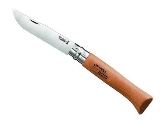 OPINEL 942.12 couteau n°12VRN, lame acier carbone, manche 16 cm hêtre, virole tournante.