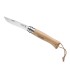 OPINEL 1321 couteau gamme origine n° 8 VRI, lame inox, manche 11 cm hêtre avec lacet cuir, virole tournante, en berlingot.
