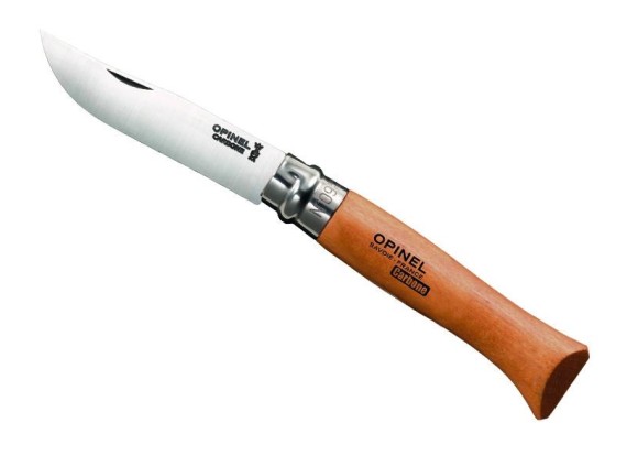 OPINEL 942.09 couteau n°9VRN, lame acier carbone, manche 12 cm hêtre, virole tournante.