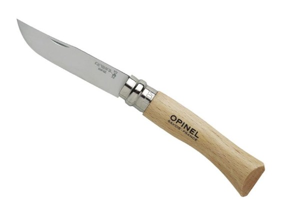 OPINEL 952.07 couteau n° 7VRI, lame inox, manche 10 cm hêtre, virole tournante.